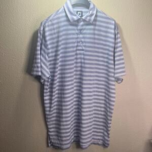 FootJoy FJ Men Gray and White Striped Lightweight Golf Shirt Size XL